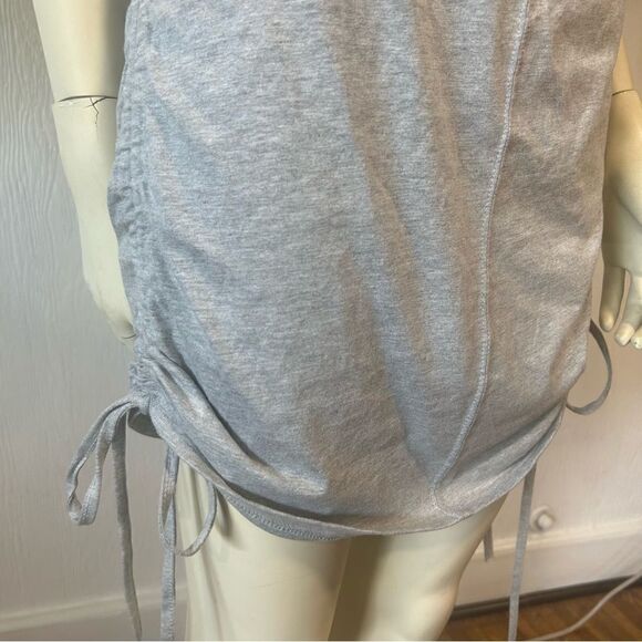 Cloud Ten GRAY PADDED SHOULDER DRAWSTRING RUCHED T-SHIRT DRESS sz S - Picture 6 of 13